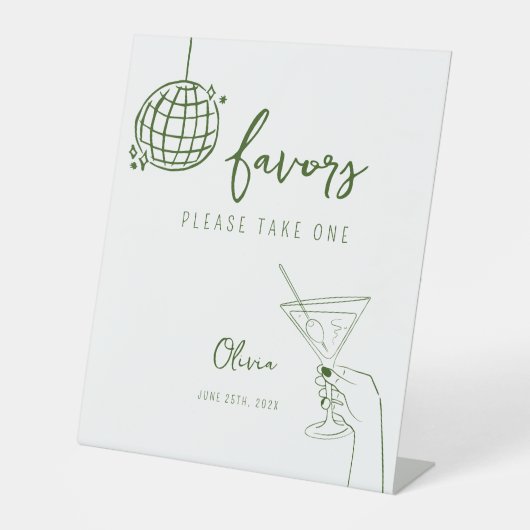 Handgezeichnete Diskokugel Favoriten Zeichen perso Sockelschild (Vorderseite)