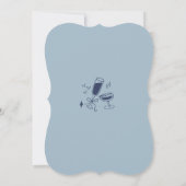 Handgezeichnete Doodle Art Moderne Scribble Blue Einladung (Rückseite)