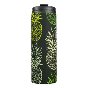 Handgezeichnete Doodle Blumenmuster. Palmblätterga Thermosbecher