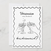 Handgezeichnete Doodle Bridesmaid-Vorschlagskarte (Vorderseite)