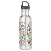 Handgezeichnete Doodle farbenfrohe, nahtlose Muste Edelstahlflasche (Rückseite)