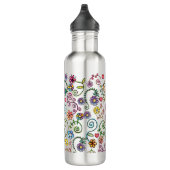 Handgezeichnete Doodle farbenfrohe, nahtlose Muste Edelstahlflasche (Rechts)