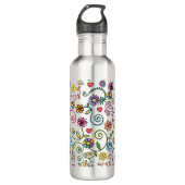 Handgezeichnete Doodle farbenfrohe, nahtlose Muste Edelstahlflasche (Vorderseite)