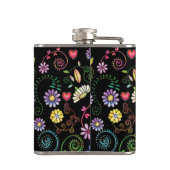 Handgezeichnete Doodle farbenfrohe, nahtlose Muste Flachmann (Rückseite)