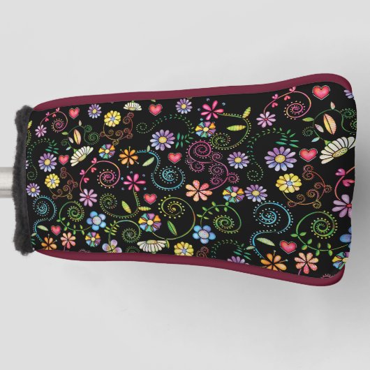 Handgezeichnete Doodle farbenfrohe, nahtlose Muste Golf Headcover (Vorderseite)