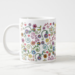 Handgezeichnete Doodle farbenfrohe, nahtlose Muste Jumbo-Tasse
