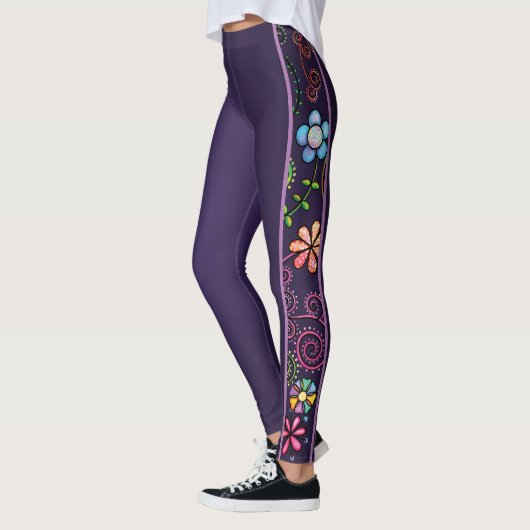 Handgezeichnete Doodle farbenfrohe, nahtlose Muste Leggings (Links)