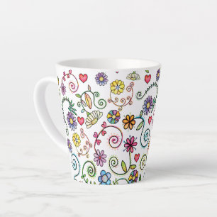 Handgezeichnete Doodle farbenfrohe, nahtlose Muste Milchtasse