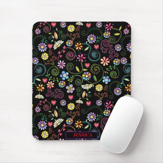 Handgezeichnete Doodle farbenfrohe, nahtlose Muste Mousepad (Mit Mouse)