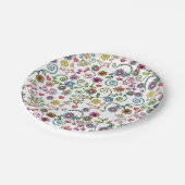 Handgezeichnete Doodle farbenfrohe, nahtlose Muste Pappteller (Schrägansicht)