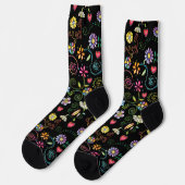 Handgezeichnete Doodle farbenfrohe, nahtlose Muste Socken (Linkes Detail)