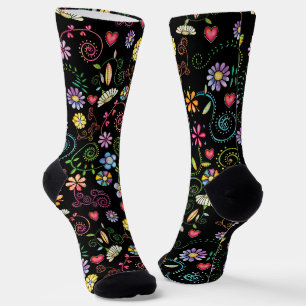 Handgezeichnete Doodle farbenfrohe, nahtlose Muste Socken