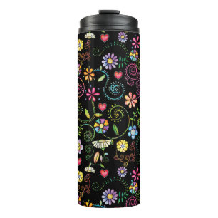 Handgezeichnete Doodle farbenfrohe, nahtlose Muste Thermosbecher
