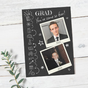 Handgezeichnete Doodle-Foto-Graduierungspartei Einladung