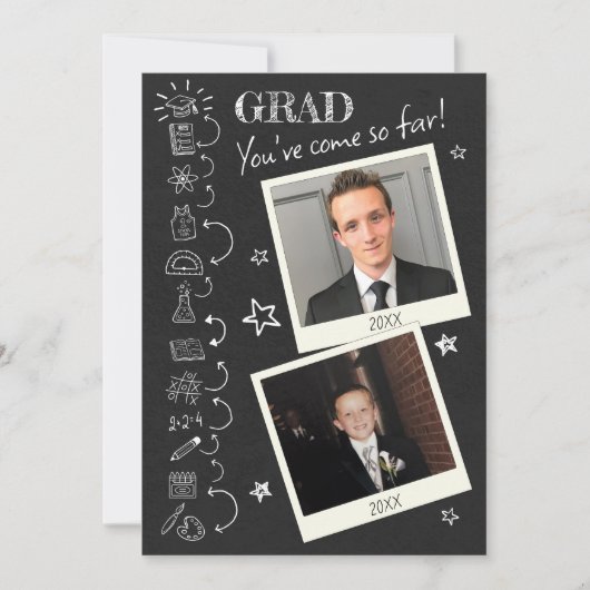 Handgezeichnete Doodle-Foto-Graduierungspartei Einladung (Vorderseite)