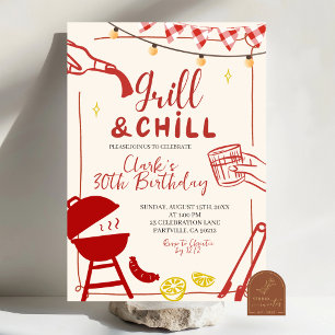 Handgezeichnete Doodle-Grill- und Chill-BBQ-Party- Einladung