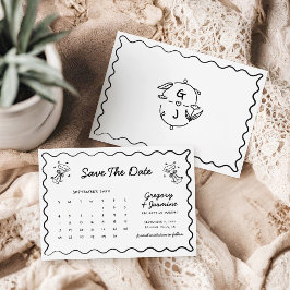 Handgezeichnete Doodle-handgeschriebene Kalenderho Save The Date