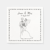 handgezeichnete Doodle-Hochzeitsnacken Serviette (Vorderseite)