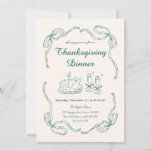 Handgezeichnete Doodle-Launige Thanksgiving-Dinner Einladung