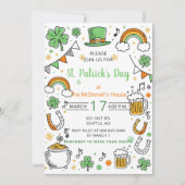 Handgezeichnete Doodle-Launische St. Patricks Day Einladung (Vorderseite)