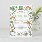 Handgezeichnete Doodle-Launische St. Patricks Day Einladung (Stehend Vorderseite)
