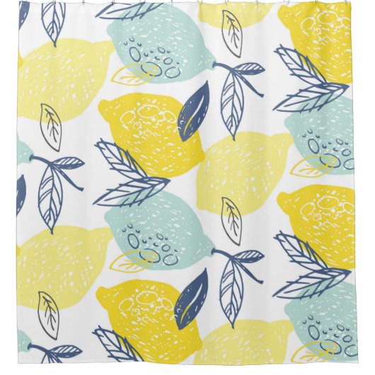 Handgezeichnete Doodle-Limonade-Nahtloses Muster Duschvorhang (Vorderseite)