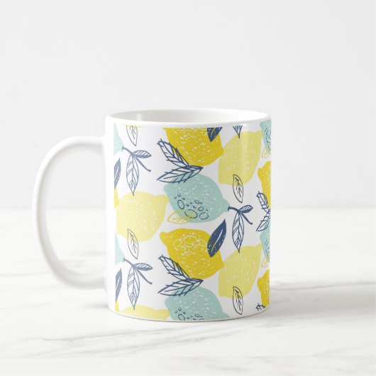 Handgezeichnete Doodle-Limonade-Nahtloses Muster Kaffeetasse (Links)