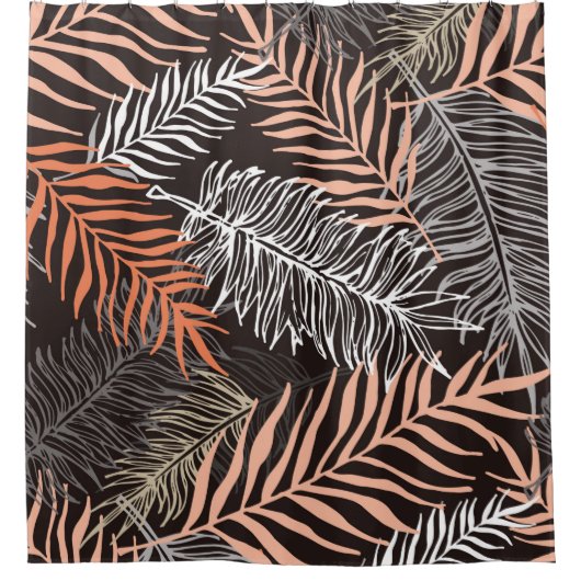 Handgezeichnete Doodle-Palm-Blätter Duschvorhang (Vorderseite)