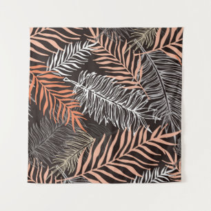 Handgezeichnete Doodle-Palm-Blätter Wandteppich