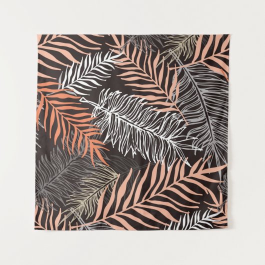 Handgezeichnete Doodle-Palm-Blätter Wandteppich (Vorderseite)