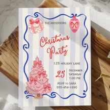 Handgezeichnete Doodle-Party zum blauen rosa Weihn