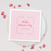 Handgezeichnete Doodle Pink & Red Graduation Party Serviette