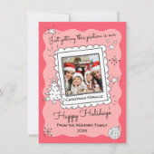 Handgezeichnete Doodle Sketch Foto Weihnachtskarte Einladung (Vorderseite)