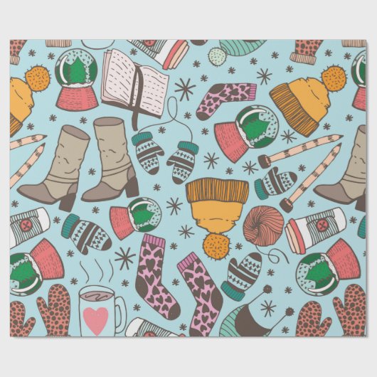 Handgezeichnete Doodle Skizze nahtlos Muster. Wint Geschenkpapier (Flach)