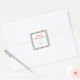 Handgezeichnete Doodle-Streifen Weihnachten An & V Quadratischer Aufkleber