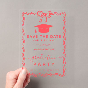 Handgezeichnete Doodles Abschluss Save the Date Acryleinladungen