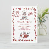 Handgezeichnete Doodles - Einladung zur Hochzeit i (Stehend Vorderseite)