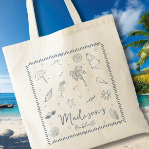 Handgezeichnete Doodles Küstenrahmen Bachelorett Tragetasche