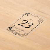 Handgezeichnete Doodles-Skripte Hochzeit-Tischnumm Acryleinladungen (Ablage )