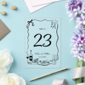 Handgezeichnete Doodles-Skripte Hochzeit-Tischnumm Acryleinladungen (In Situ (Hochzeit))