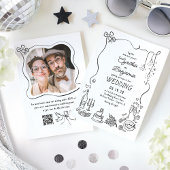 Handgezeichnete Doodles Whimsical Wedding Foto Einladung