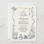 Handgezeichnete Doodles Whimsical Wedding Foto Einladung (Vorderseite)