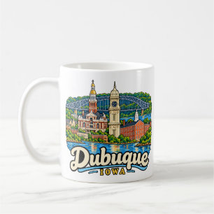 Handgezeichnete Dubuque Iowa Reise Kunst Landmarke Kaffeetasse