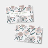 Handgezeichnete Dusty Rose Floral Doula Ausweis (Vorder- & Rückseite)