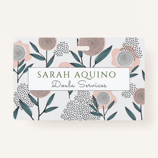 Handgezeichnete Dusty Rose Floral Doula Ausweis (Vorderseite)