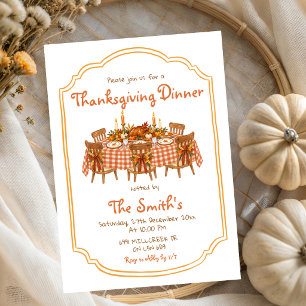 Handgezeichnete Einladung zum Thanksgiving-Dinner
