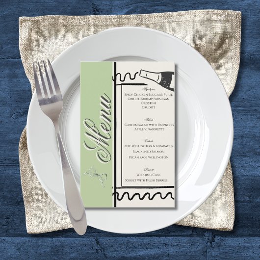 Handgezeichnete elegante einfache grüne & cremefar flyer