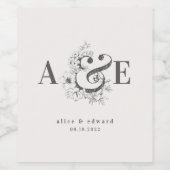 Handgezeichnete, elegante Hochzeit Weinetikett (Einzelnes Label)