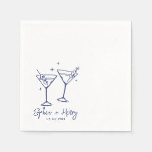 Handgezeichnete Elegante Moderne Cocktail Hochzeit Serviette