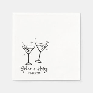Handgezeichnete Elegante Moderne Cocktail Hochzeit Serviette